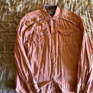 Men’s long sleeve BKE size Large Standard Fit casual snap front shirt.
